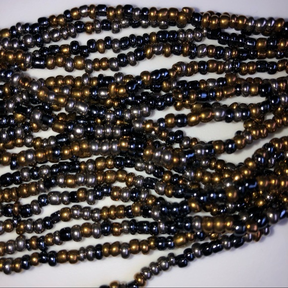 Gorgeous multi-strand, black & copper beaded bracelet w/ wooden closure, NWOT - Picture 9 of 14